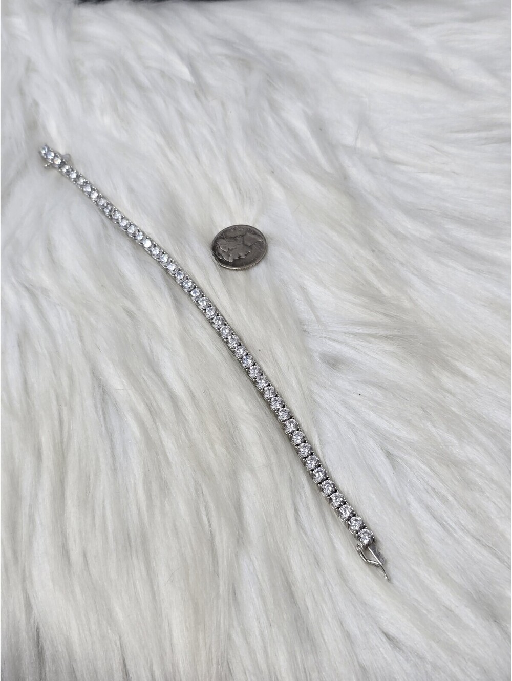 925 Sterling Silver Cubic Zirconia Classic Tennis Bracelet - Picture 3 of 7